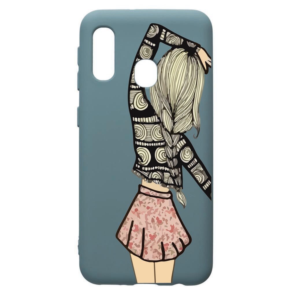 Husa Premium Silicon Compatibila Cu Samsung Galaxy A20E, Girl, cu interiorul din material textil, protectie camera, Cornflower, PCF188