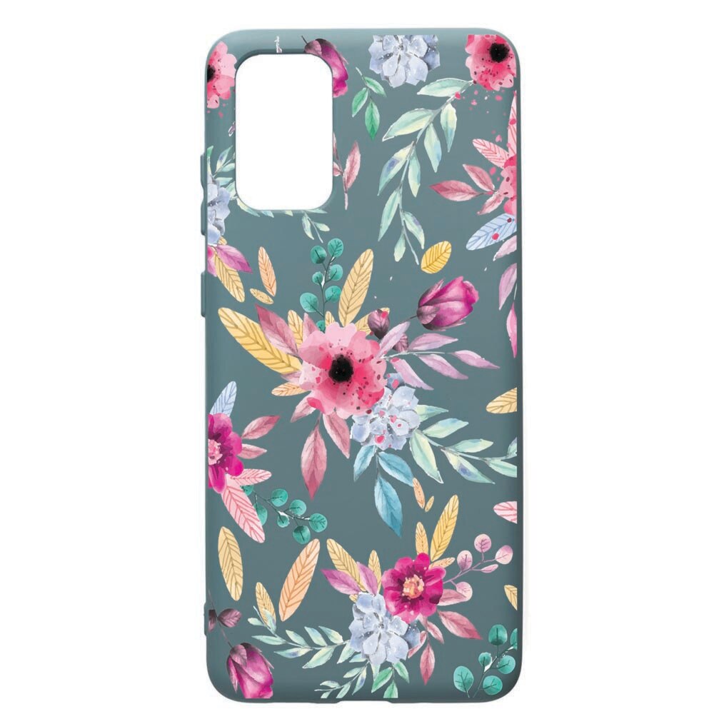 Husa Premium Silicon Compatibila Cu Samsung Galaxy S20 Plus, Happy Flowers, cu interiorul din material textil, protectie camera, Cornflower, PCF69