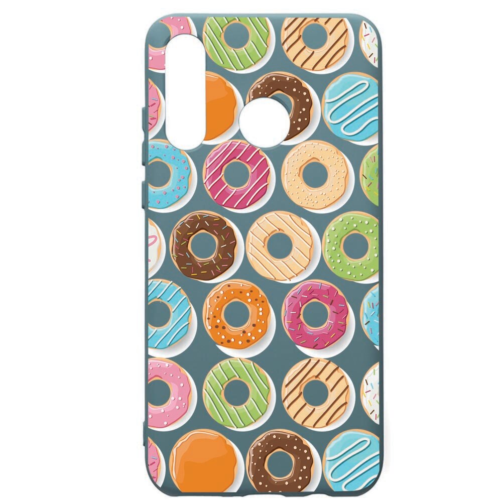 Husa Premium Silicon Compatibila Cu Huawei P30 Lite, Donuts, cu interiorul din material textil, protectie camera, Cornflower, PCF66