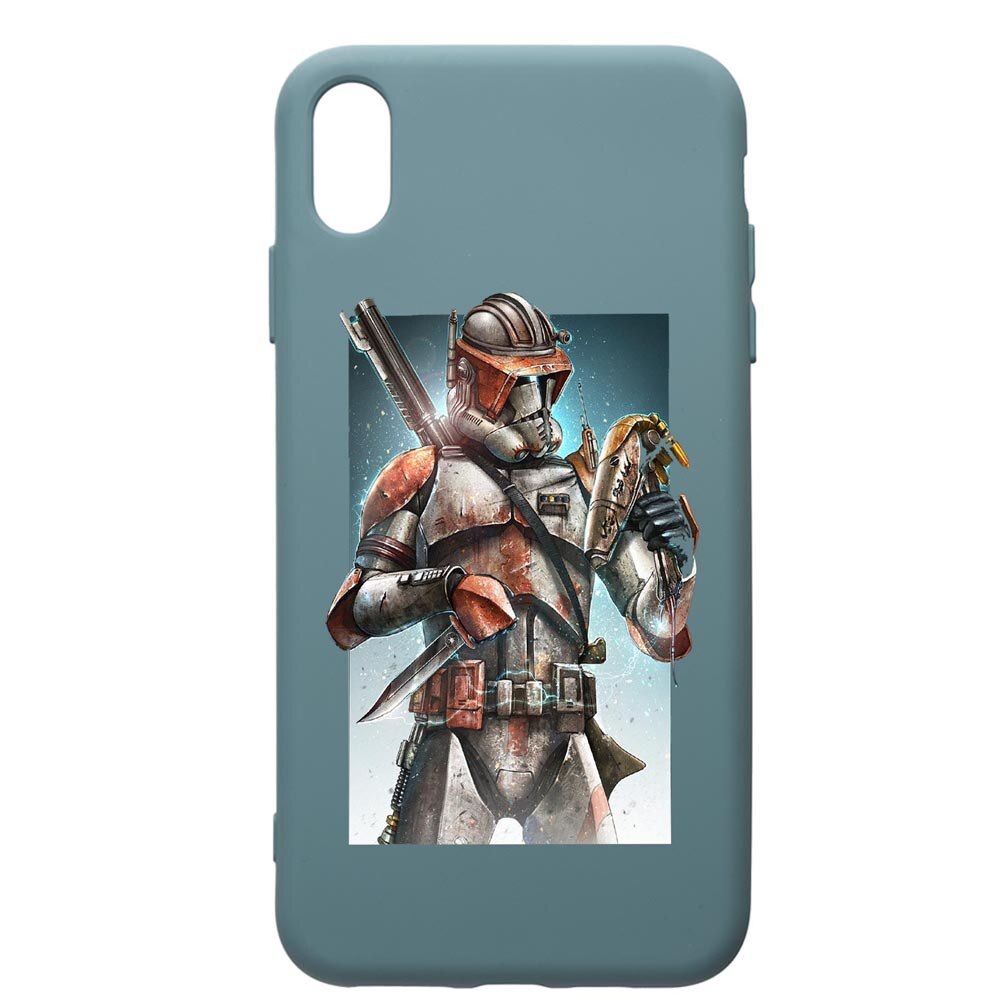 Husa Premium Silicon Compatibila Cu Huawei Y5 2019, Star Wars The Mandalorian, cu interiorul din material textil, protectie camera, Cornflower, PCF464