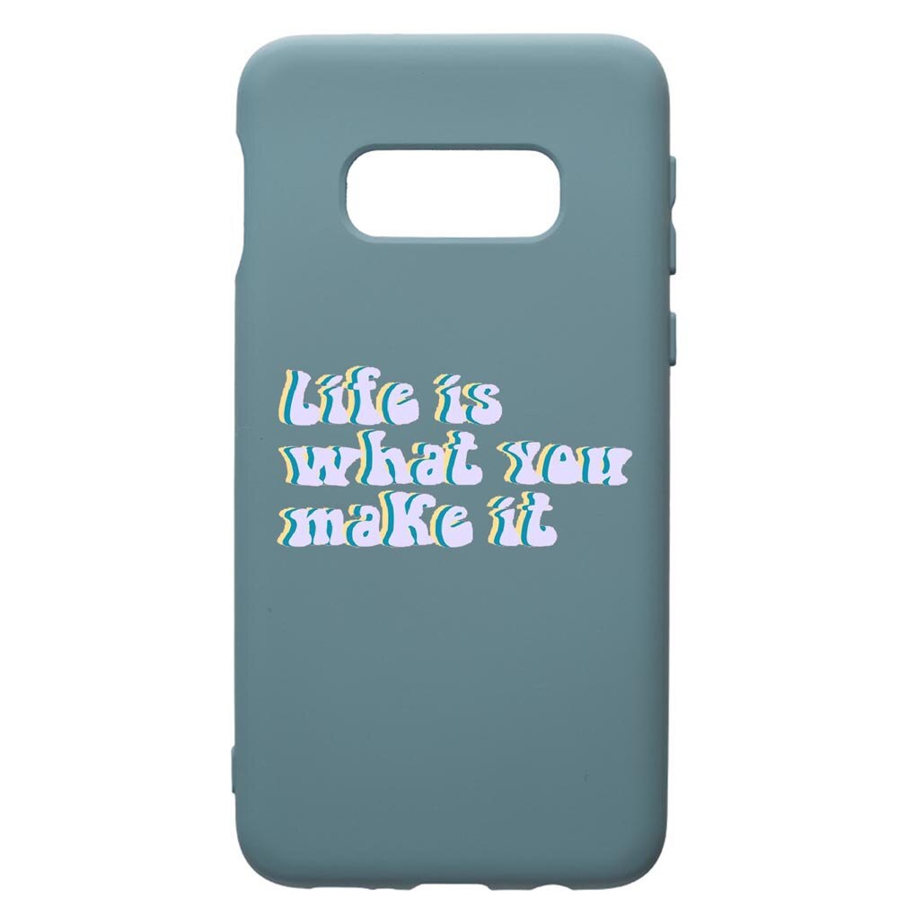 Husa Premium Silicon Compatibila Cu Samsung Galaxy S10, Life Is..., cu interiorul din material textil, protectie camera, Cornflower, PCF491