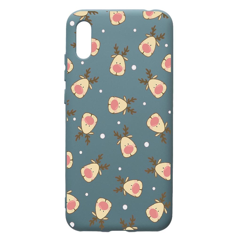 Husa Premium Silicon Compatibila Cu Huawei Y6 2019, Xmas Reindeer, cu interiorul din material textil, protectie camera, Cornflower, PCF349