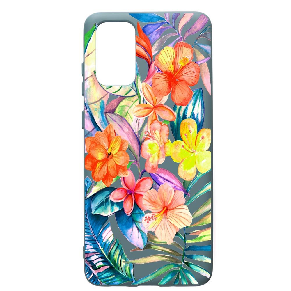 Husa Premium Silicon Compatibila Cu Samsung Galaxy S20 Plus, Tropical Flowers, cu interiorul din material textil, protectie camera, Cornflower, PCF498
