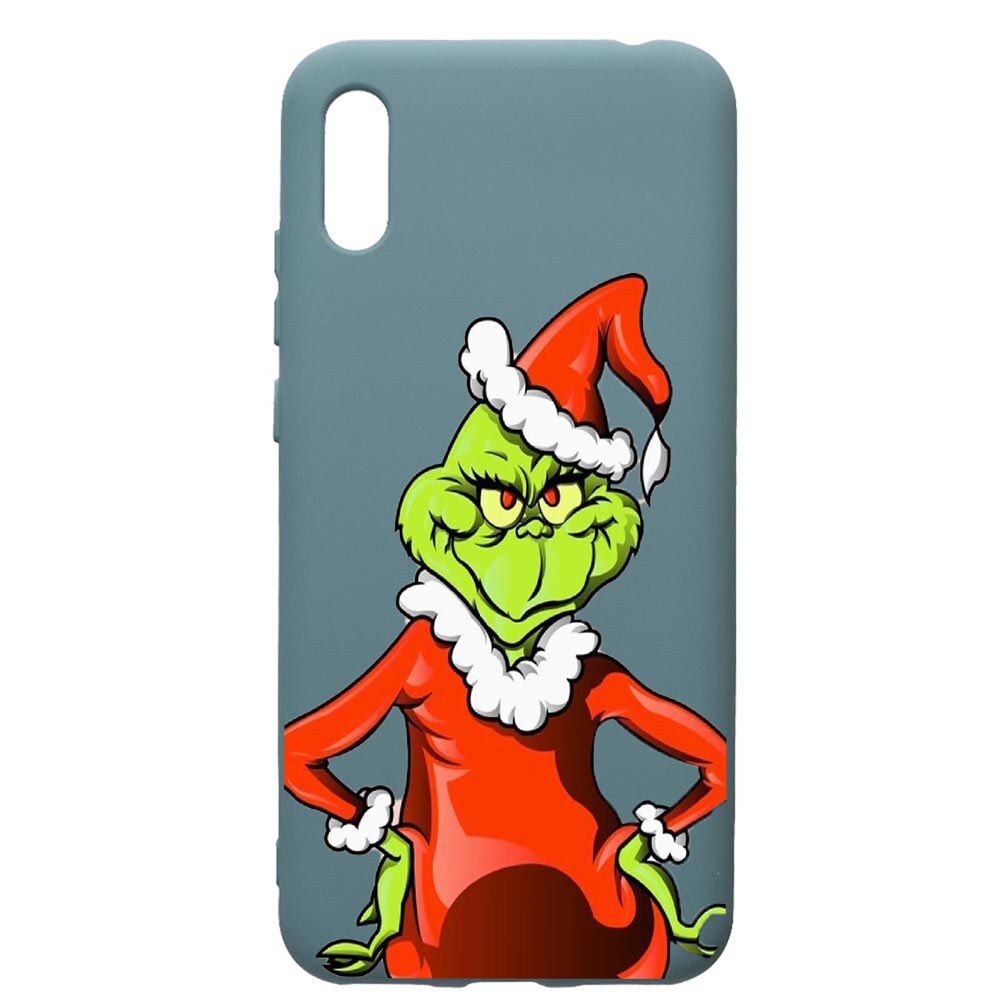 Husa Premium Silicon Compatibila Cu Huawei Y6 2019, Xmas Grinch, cu interiorul din material textil, protectie camera, Cornflower, PCF322