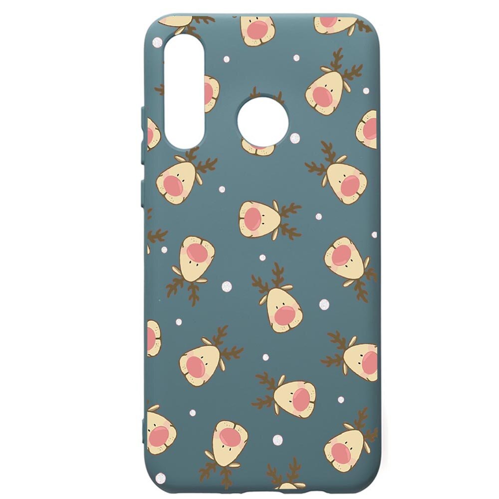 Husa Premium Silicon Compatibila Cu Huawei P30 Lite, Xmas Reindeer, cu interiorul din material textil, protectie camera, Cornflower, PCF349