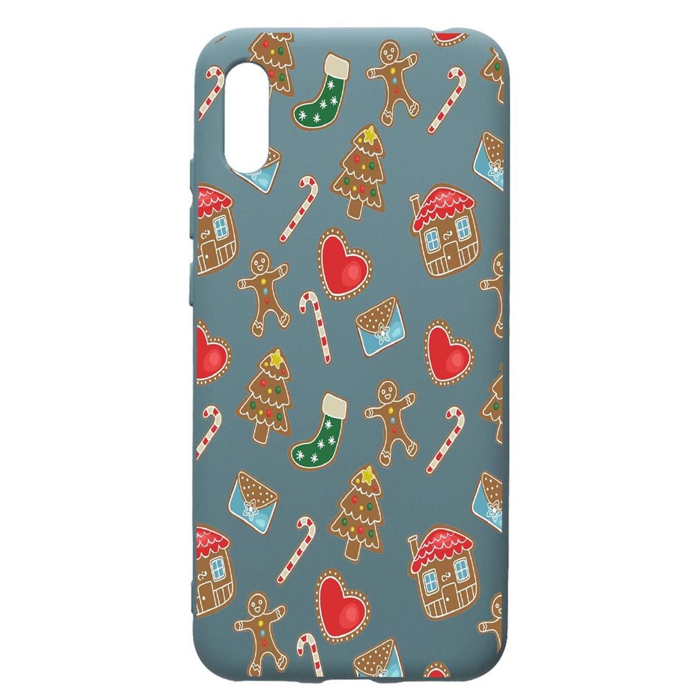 Husa Premium Silicon Compatibila Cu Huawei Y6 2019, Sweets, cu interiorul din material textil, protectie camera, Cornflower, PCF353