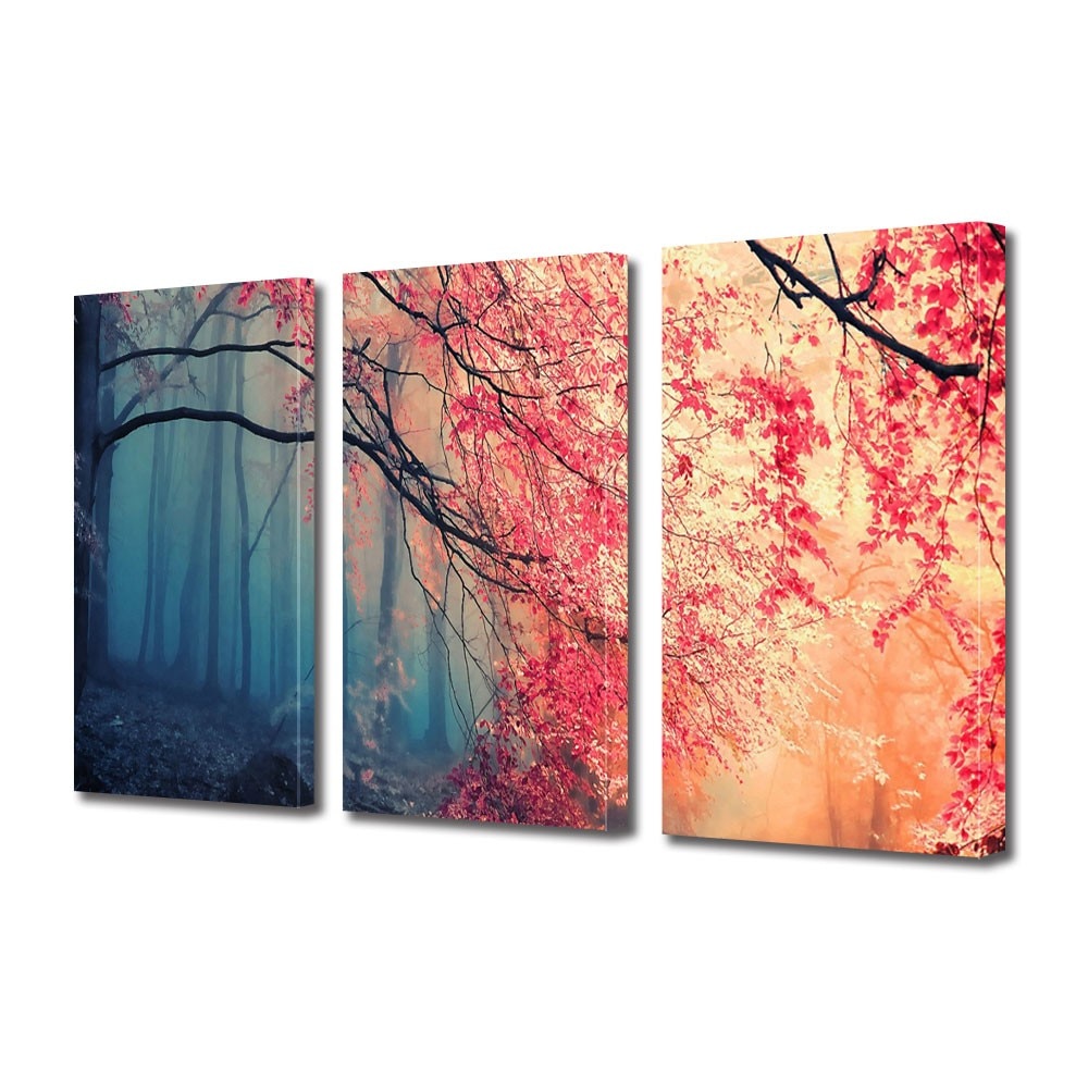 Tablou Multicanvas 3 Piese Peisaje Rece, cald, 45 x 90 cm