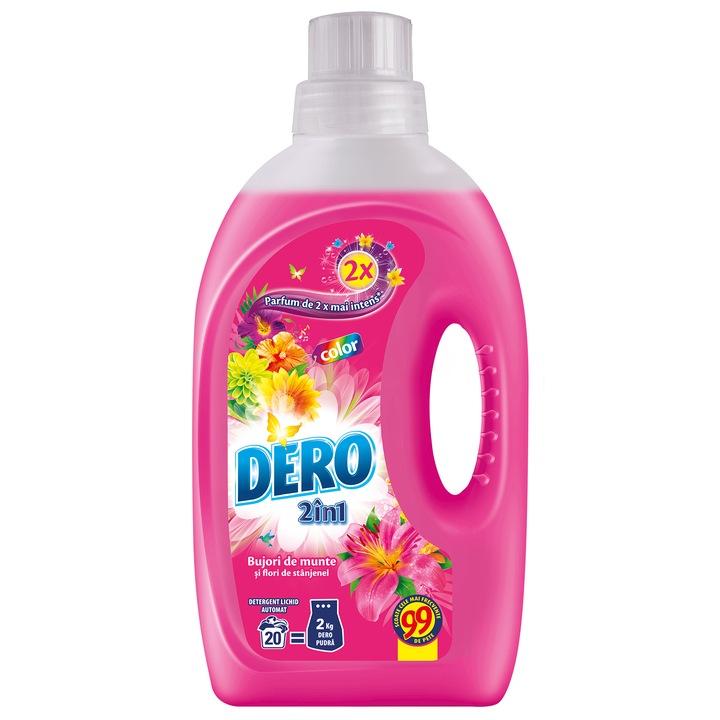 Detergent lichid Dero Bujor de munte si flori de stanjenel, 1.4 L, 20 spalari