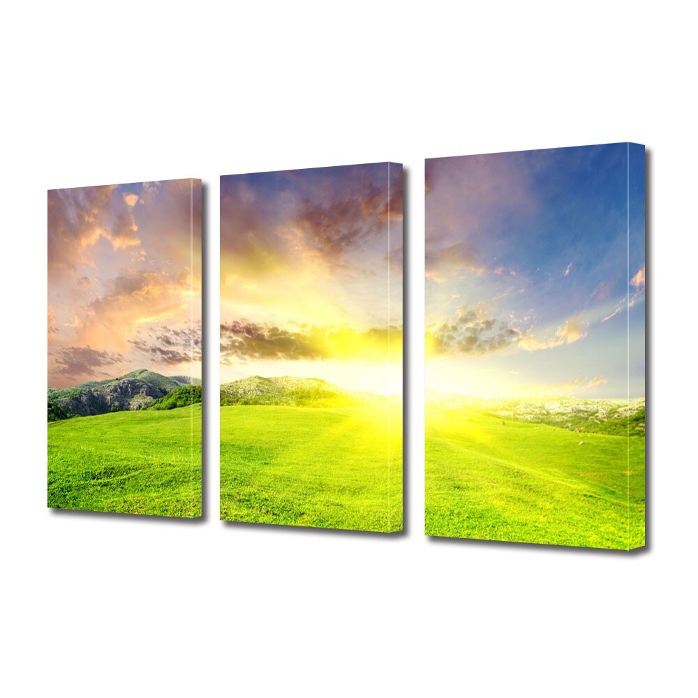 Tablou Multicanvas 3 Piese Peisaje Campie perfecta, 60 x 120 cm