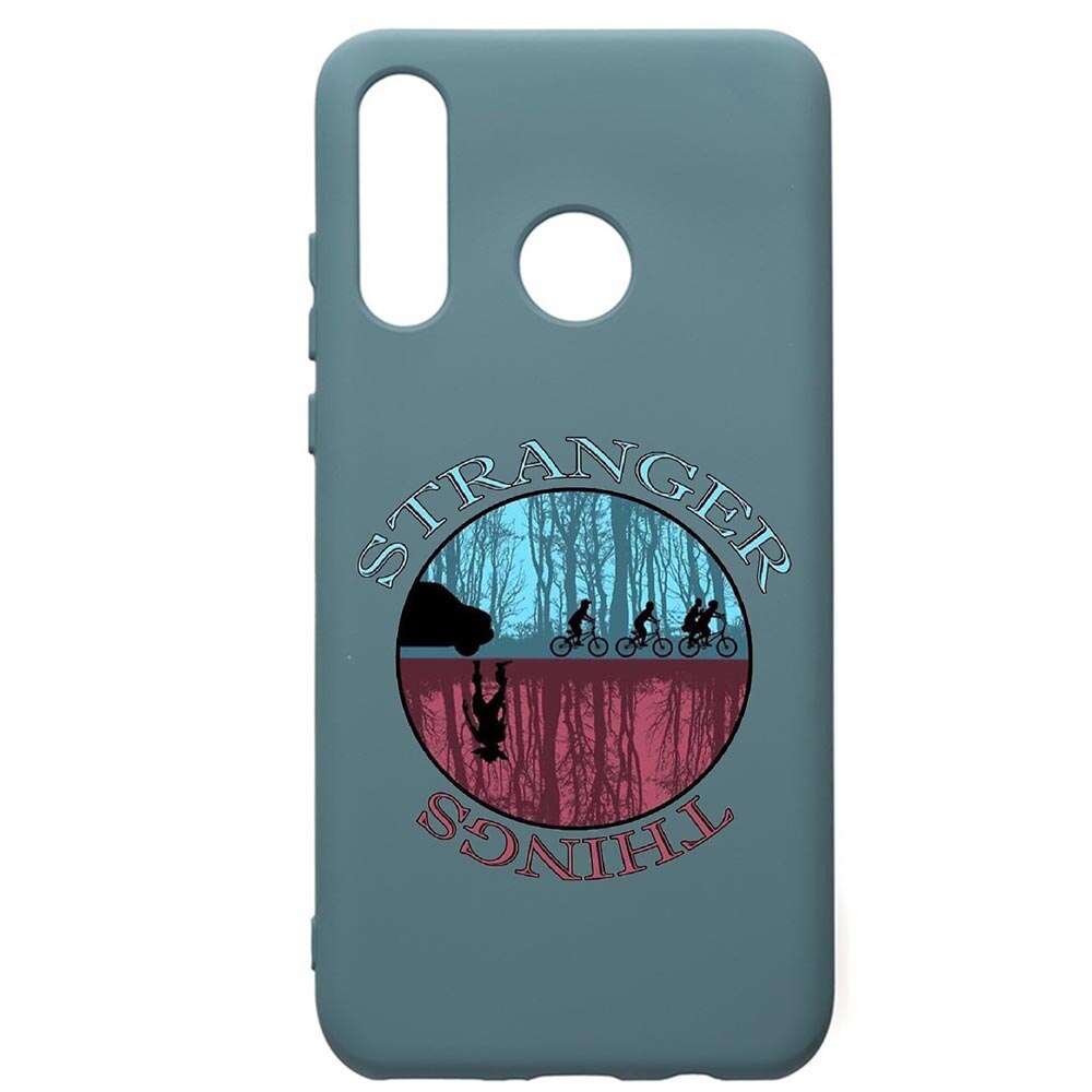 Husa Premium Silicon Compatibila Cu Huawei P30 Lite, Stranger Things, cu interiorul din material textil, protectie camera, Cornflower, PCF368