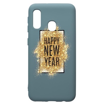Husa Premium Silicon Compatibila Cu Samsung Galaxy A20E, Happy New Year, cu interiorul din material textil, protectie camera, Cornflower, PCF355 Husa Premium Silicon Compatibila Cu Samsung Galaxy A20E, Happy New Year, cu interiorul din material textil, protectie camera, Cornflower, PCF355