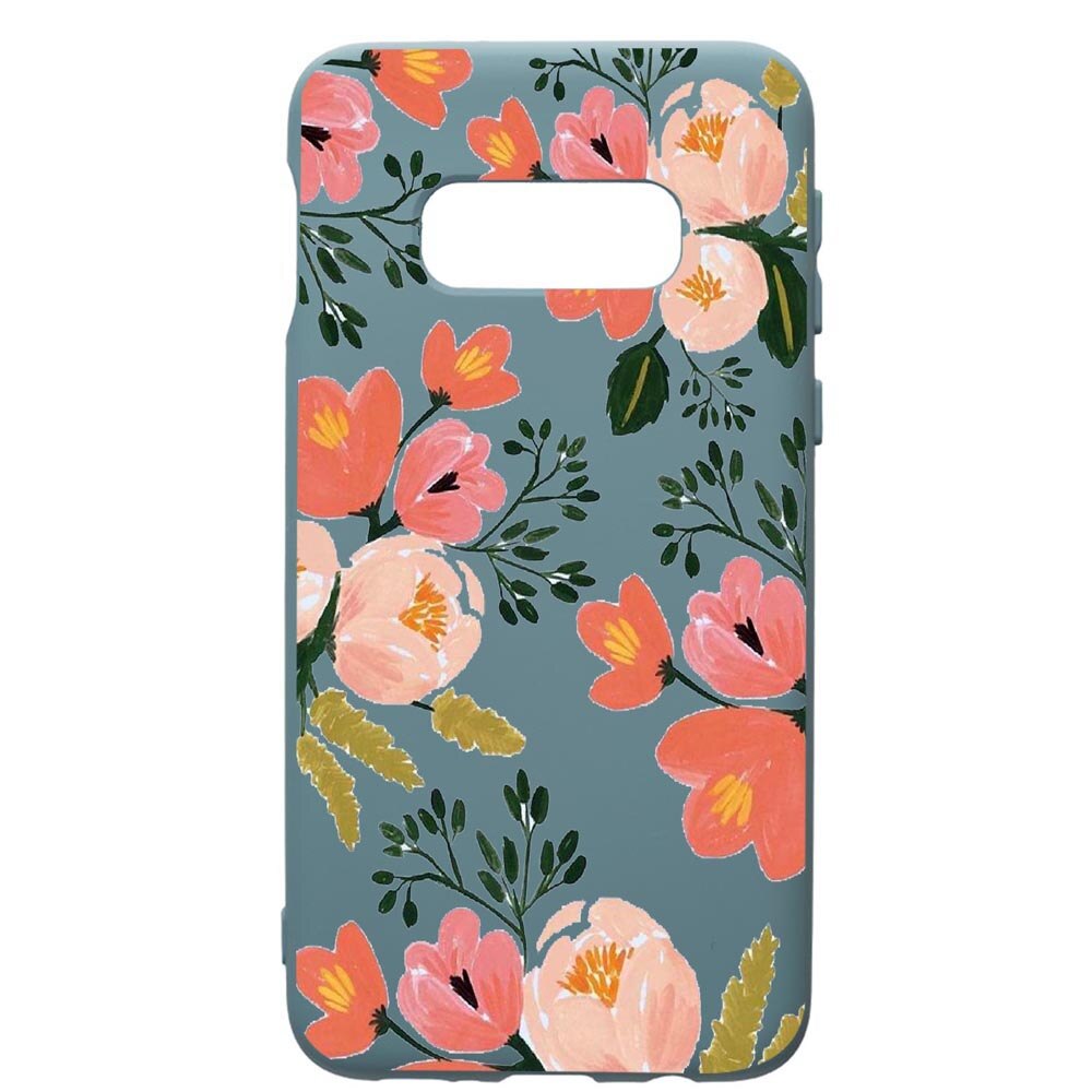 Husa Premium Silicon Compatibila Cu Samsung Galaxy S10, Flowers Pastel colors, cu interiorul din material textil, protectie camera, Cornflower, PCF504