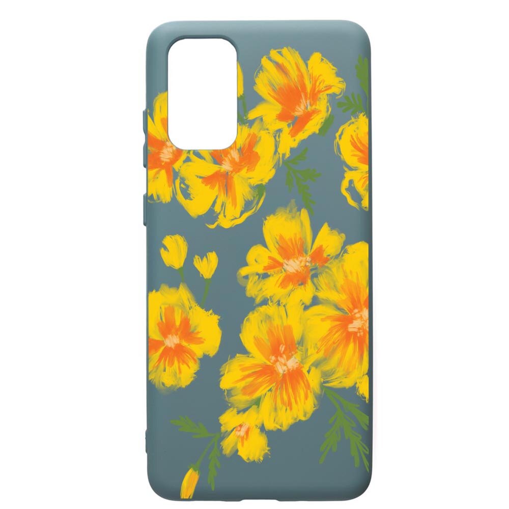 Husa Premium Silicon Compatibila Cu Samsung Galaxy S20 Plus, Flowers Pastel colors, cu interiorul din material textil, protectie camera, Cornflower, PCF502