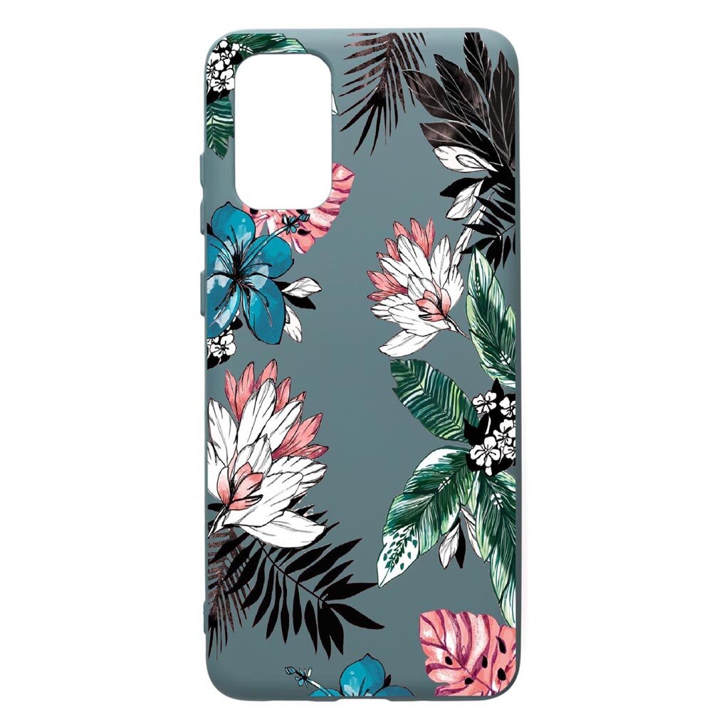 Husa Premium Silicon Compatibila Cu Samsung Galaxy S20 Plus, Tropical Flowers, cu interiorul din material textil, protectie camera, Cornflower, PCF500