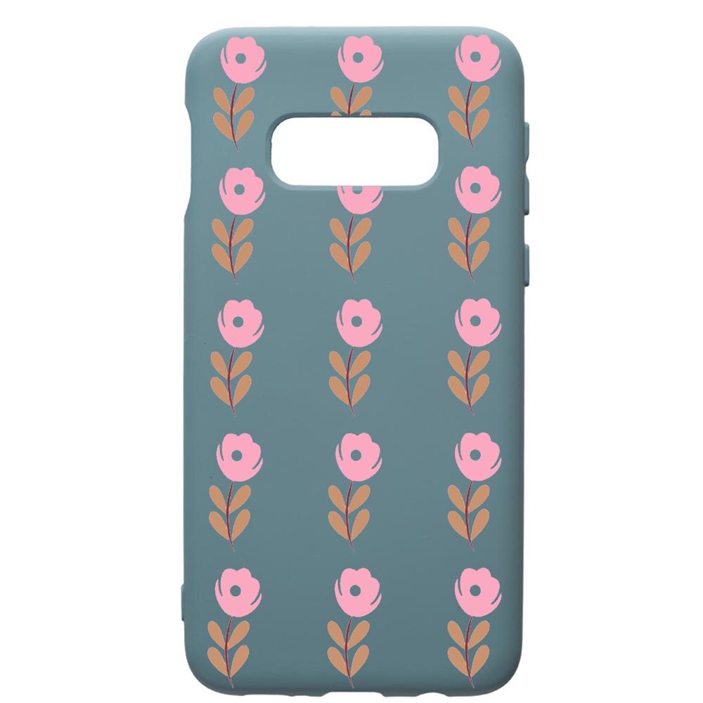 Husa Premium Silicon Compatibila Cu Samsung Galaxy S10, Flowers, cu interiorul din material textil, protectie camera, Cornflower, PCF505