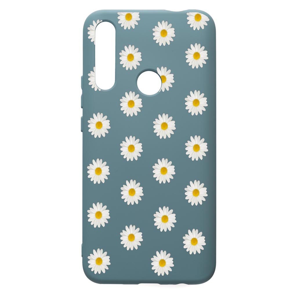 Husa Premium Silicon Compatibila Cu Huawei P Smart Z, Happy Flowers, cu interiorul din material textil, protectie camera, Cornflower, PCF513