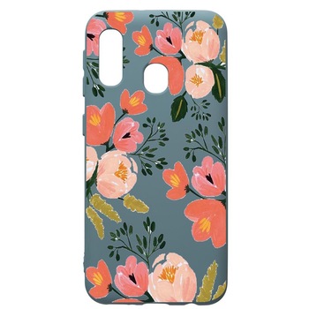 Husa Premium Silicon Compatibila Cu Samsung Galaxy A20E, Flowers Pastel colors, cu interiorul din material textil, protectie camera, Cornflower, PCF504 Husa Premium Silicon Compatibila Cu Samsung Galaxy A20E, Flowers Pastel colors, cu interiorul din material textil, protectie camera, Cornflower, PCF504