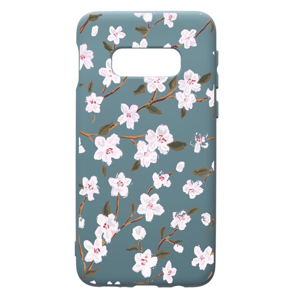 Husa Premium Silicon Compatibila Cu Samsung Galaxy S10, Spring Flowers, cu interiorul din material textil, protectie camera, Cornflower, PCF512