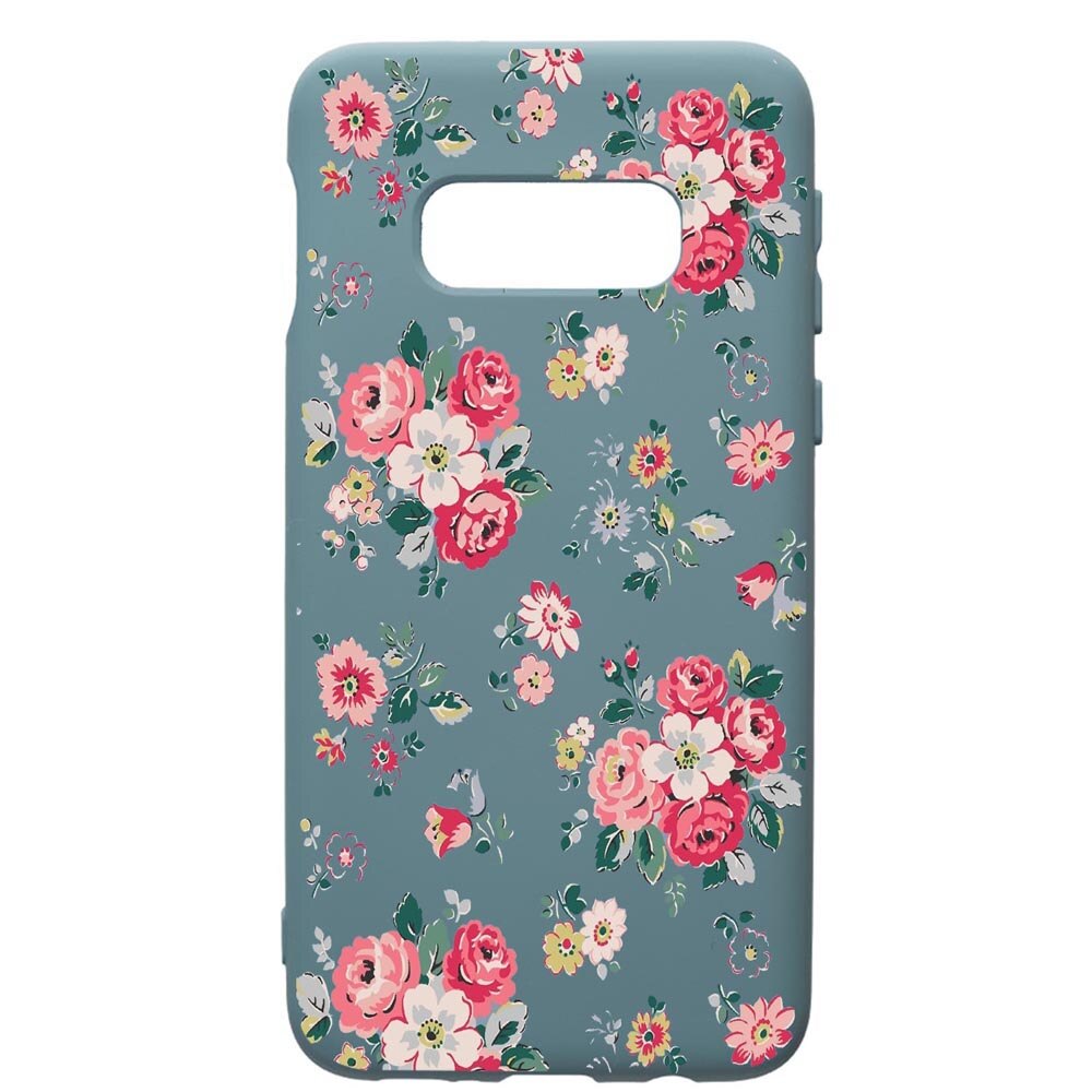 Husa Premium Silicon Compatibila Cu Samsung Galaxy S10, Flowers pastel colors, cu interiorul din material textil, protectie camera, Cornflower, PCF511