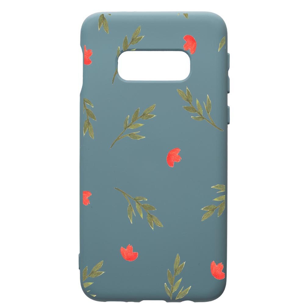 Husa Premium Silicon Compatibila Cu Samsung Galaxy S10, Flowers, cu interiorul din material textil, protectie camera, Cornflower, PCF516