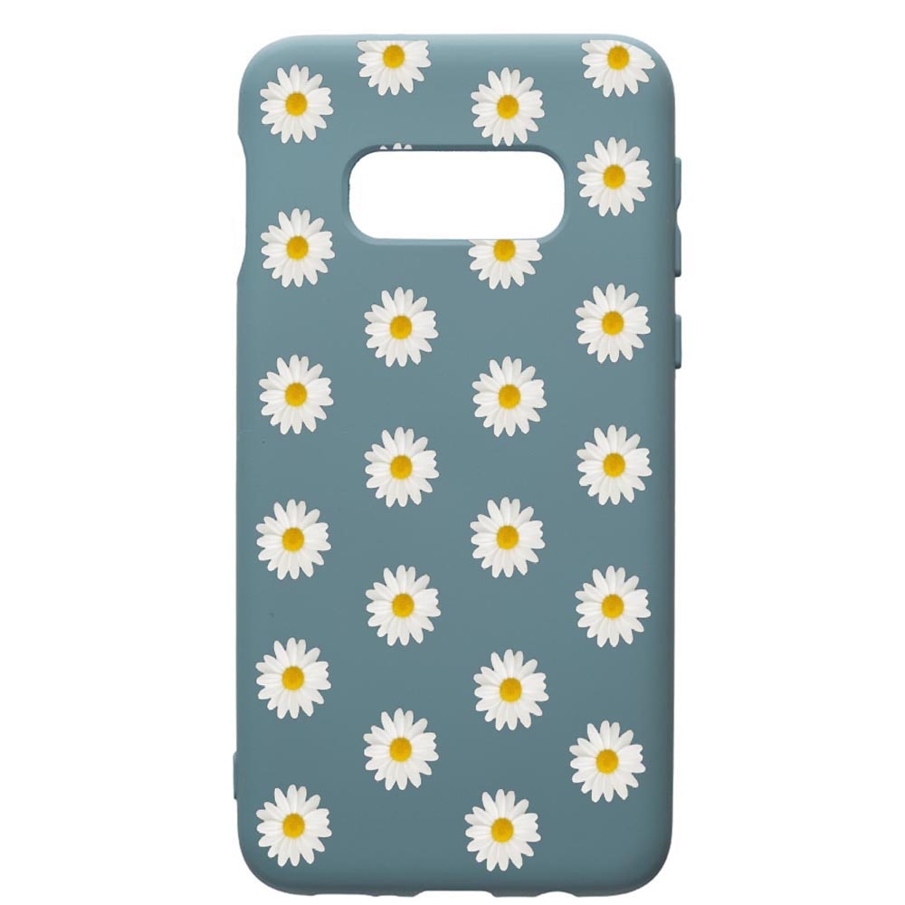 Husa Premium Silicon Compatibila Cu Samsung Galaxy S10, Happy Flowers, cu interiorul din material textil, protectie camera, Cornflower, PCF513