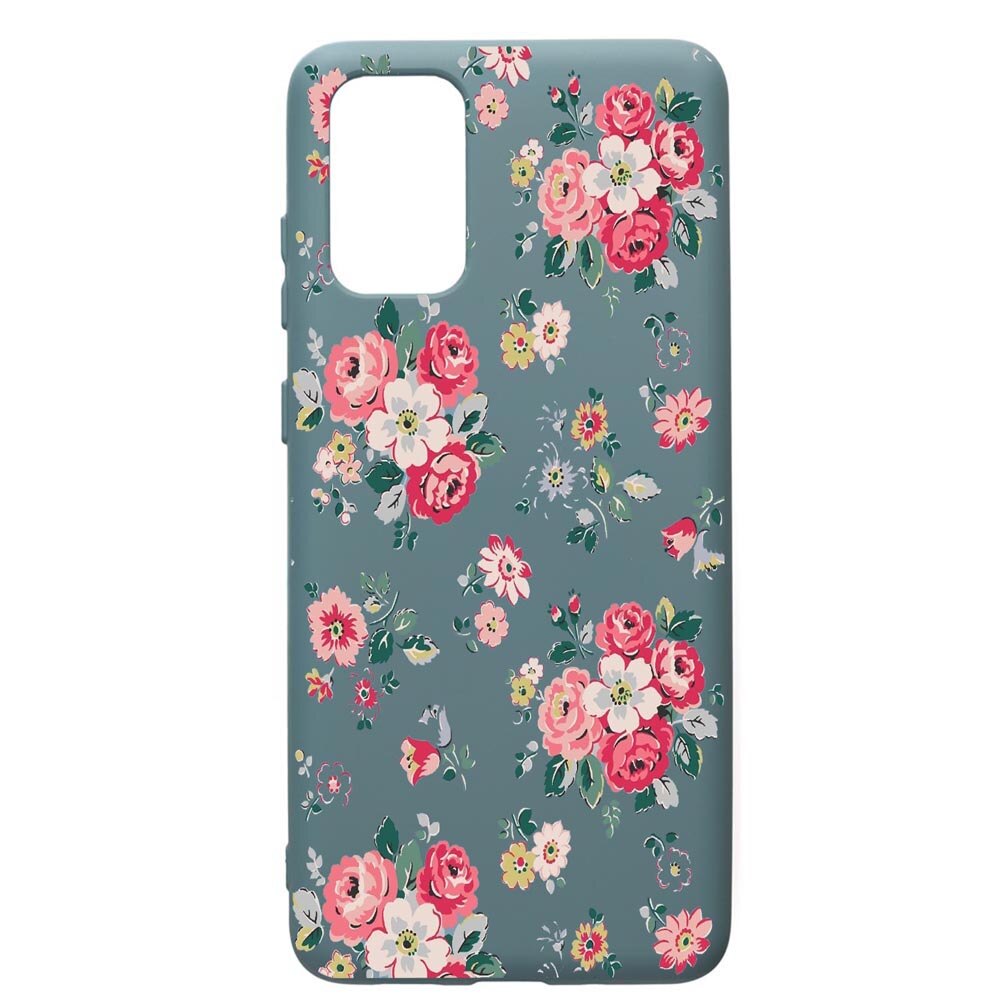 Husa Premium Silicon Compatibila Cu Samsung Galaxy S20 Plus, Flowers pastel colors, cu interiorul din material textil, protectie camera, Cornflower, PCF511