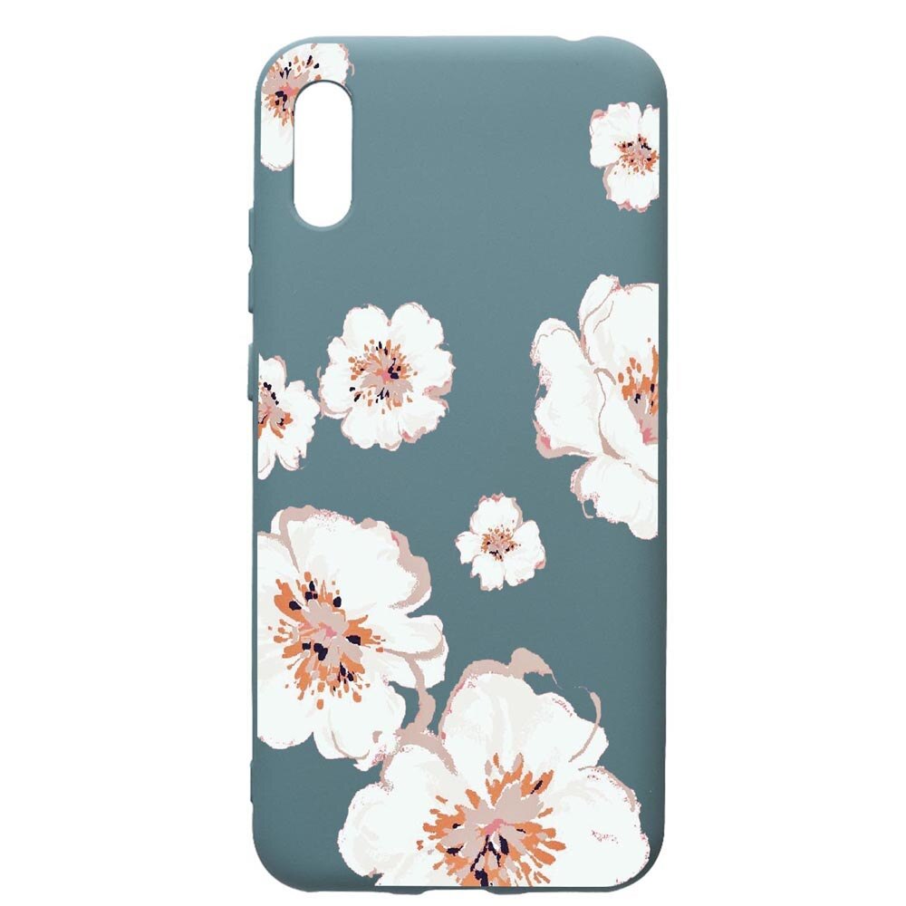 Husa Premium Silicon Compatibila Cu Huawei Y6 2019, Flowers Pastel Flowers, cu interiorul din material textil, protectie camera, Cornflower, PCF499