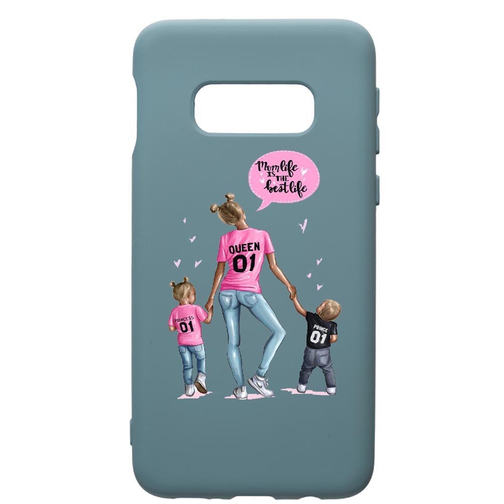 Husa Premium Silicon Compatibila Cu Samsung Galaxy S10, Mom Life, cu interiorul din material textil, protectie camera, Cornflower, PCF557