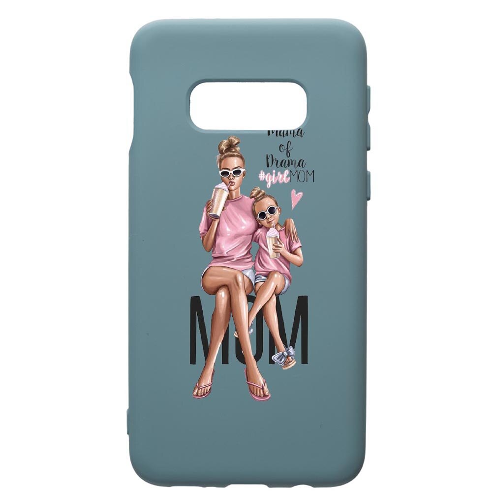 Husa Premium Silicon Compatibila Cu Samsung Galaxy S10, Girl Mom, cu interiorul din material textil, protectie camera, Cornflower, PCF558