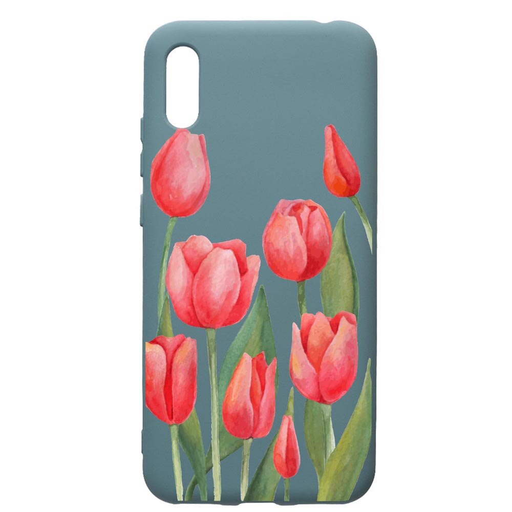 Husa Premium Silicon Compatibila Cu Huawei Y6 2019, Red Roses, cu interiorul din material textil, protectie camera, Cornflower, PCF633