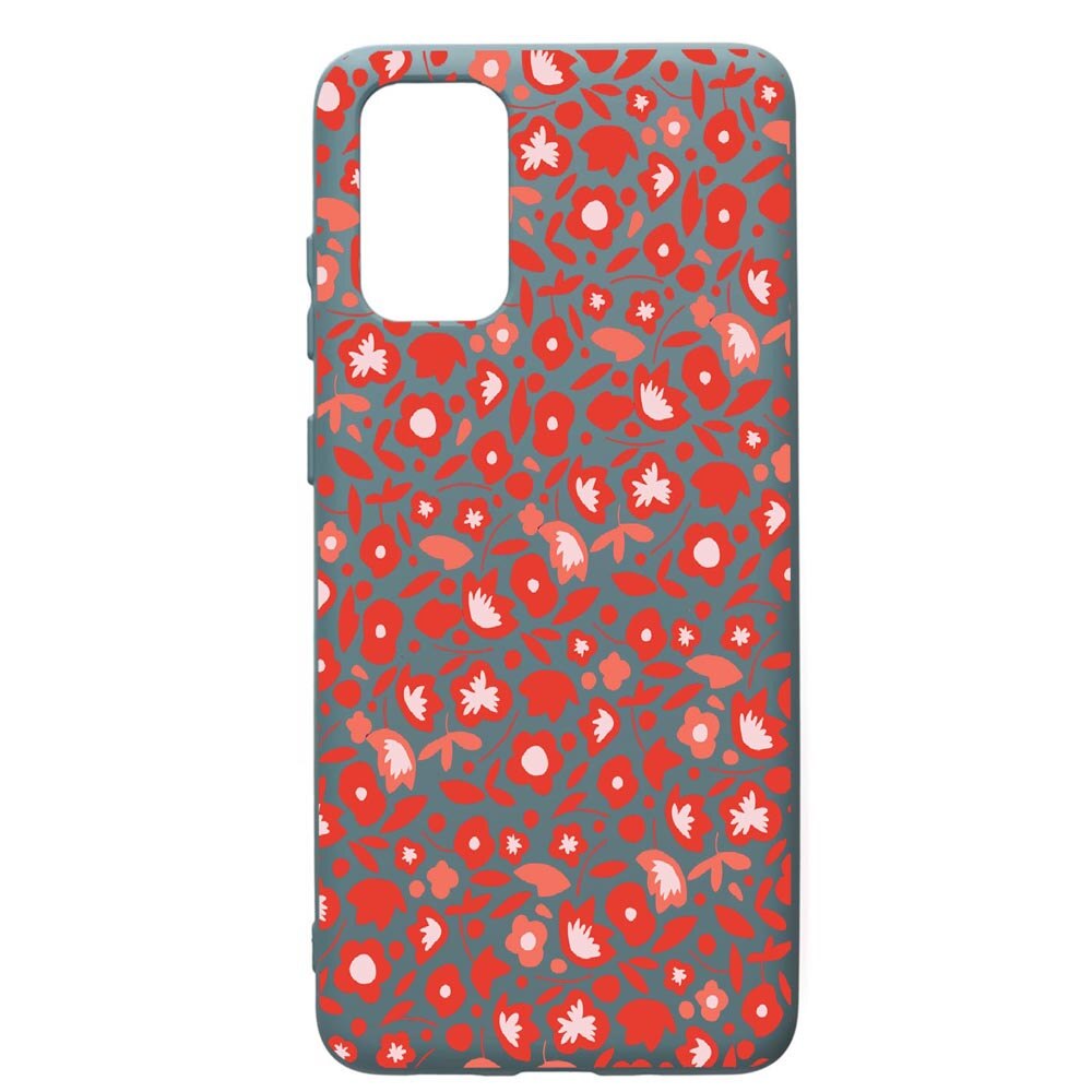Husa Premium Silicon Compatibila Cu Samsung Galaxy S20 Plus, Red Flowers Pattern, cu interiorul din material textil, protectie camera, Cornflower, PCF631