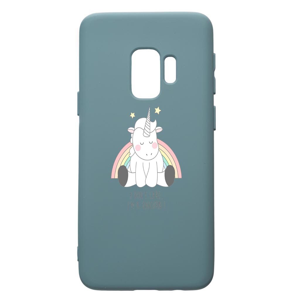 Husa Premium Silicon Compatibila Cu Samsung Galaxy S9, Unicorn - I Dont Care, cu interiorul din material textil, protectie camera, Cornflower, PCF524