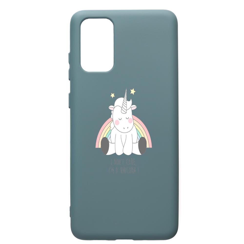 Husa Premium Silicon Compatibila Cu Samsung Galaxy S20 Plus, Unicorn - I Dont Care, cu interiorul din material textil, protectie camera, Cornflower, PCF524