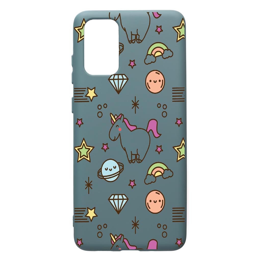 Husa Premium Silicon Compatibila Cu Samsung Galaxy S20 Plus, Unicorn Universe, cu interiorul din material textil, protectie camera, Cornflower, PCF526