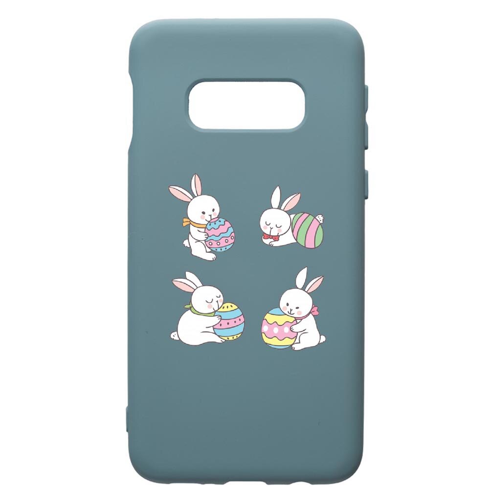 Husa Premium Silicon Compatibila Cu Samsung Galaxy S10, Rabbit Easter, cu interiorul din material textil, protectie camera, Cornflower, PCF690