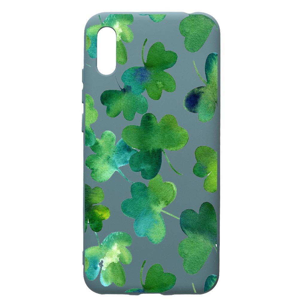 Husa Premium Silicon Compatibila Cu Huawei Y6 2019, Green Leaf, cu interiorul din material textil, protectie camera, Cornflower, PCF697
