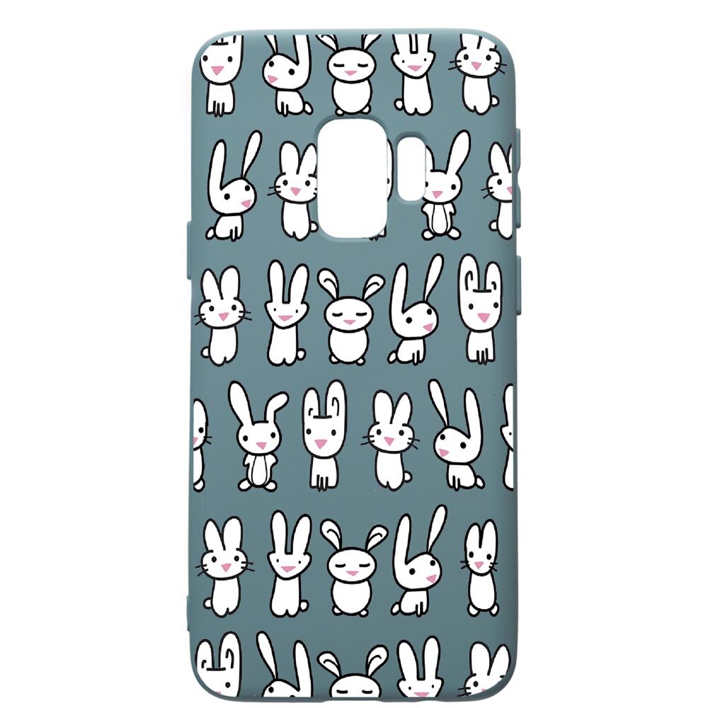 Husa Premium Silicon Compatibila Cu Samsung Galaxy S9, Rabbits, cu interiorul din material textil, protectie camera, Cornflower, PCF691
