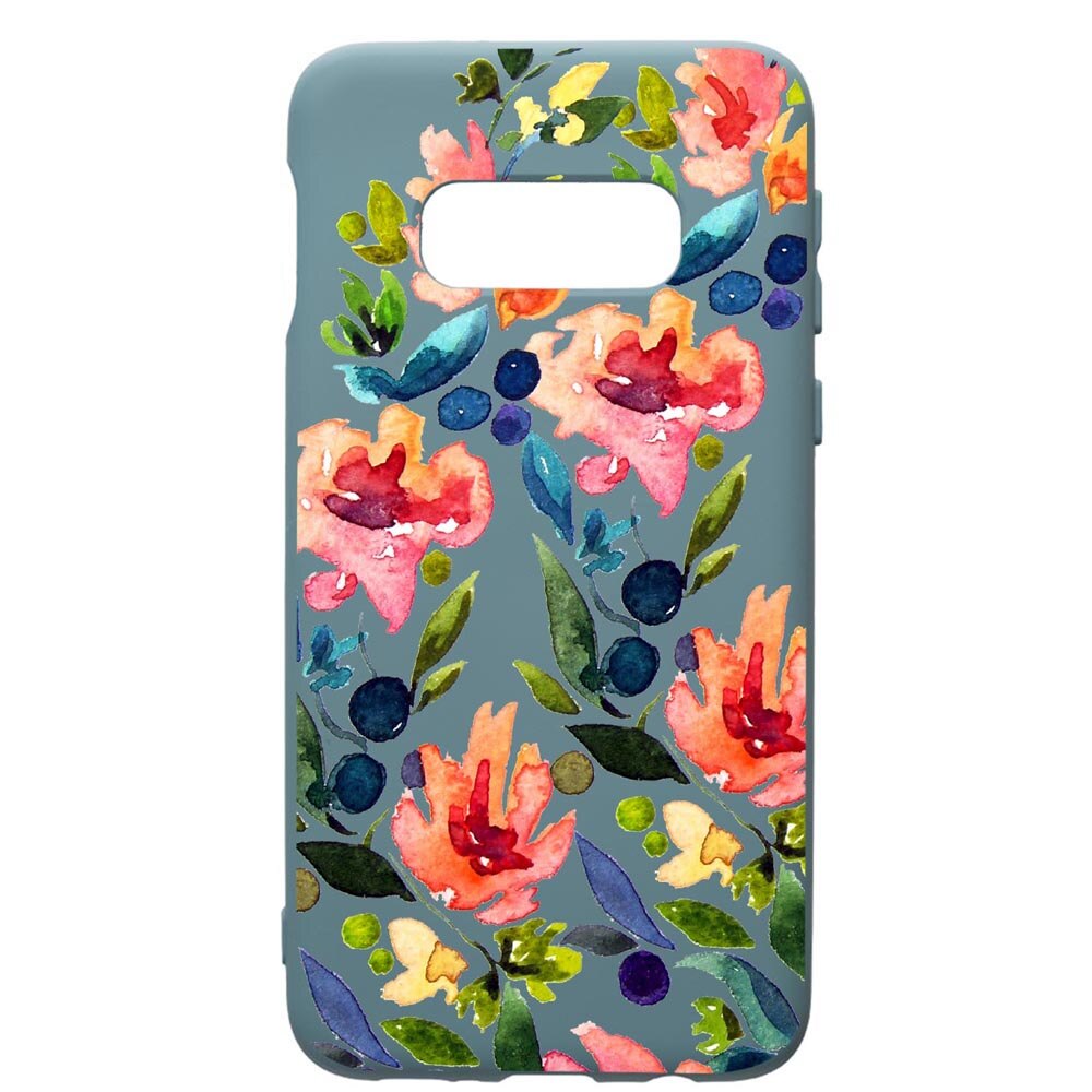 Husa Premium Silicon Compatibila Cu Samsung Galaxy S10E, Flowers Spring, cu interiorul din material textil, protectie camera, Cornflower, PCF628