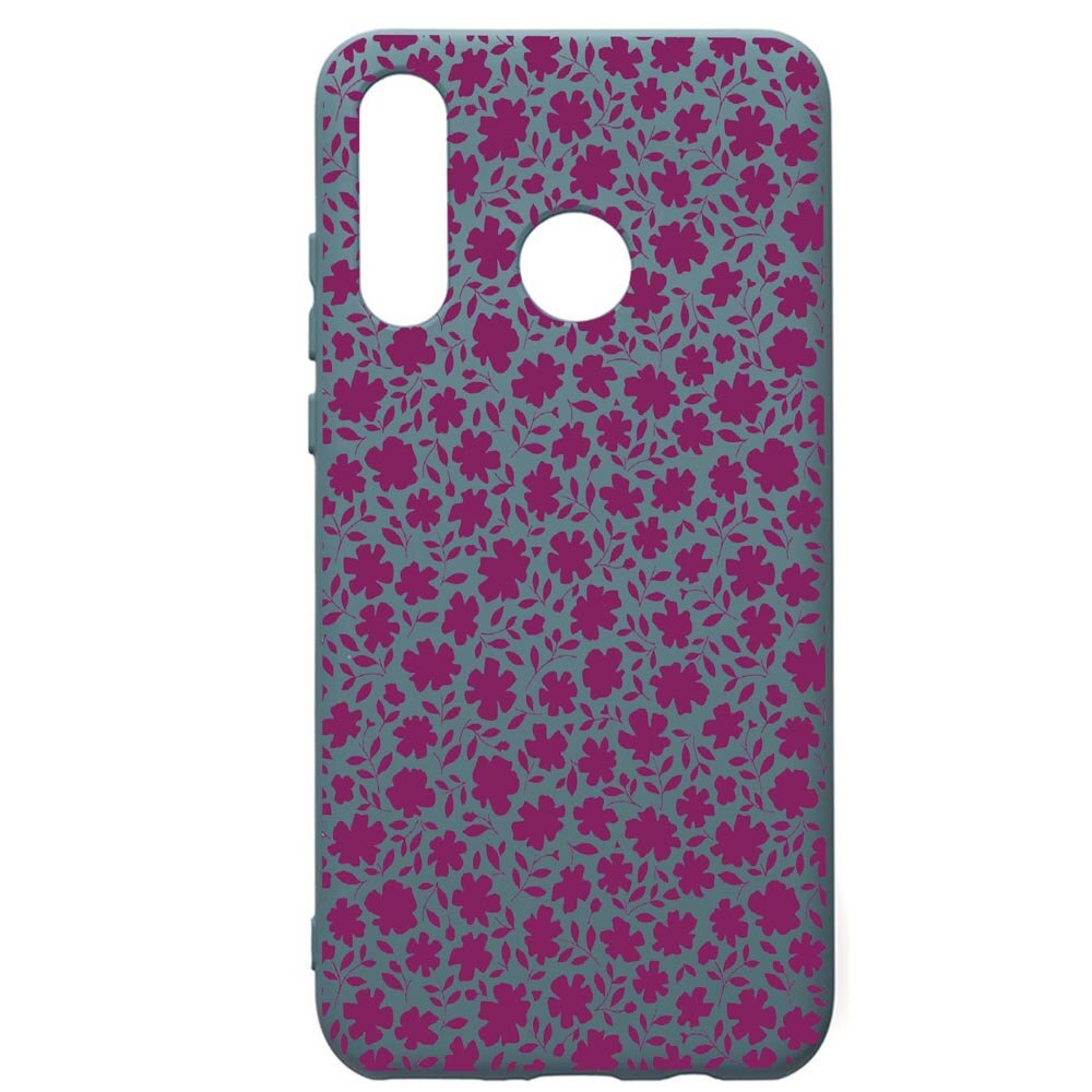 Husa Premium Silicon Compatibila Cu Huawei P30 Lite, Flowers Pattern, cu interiorul din material textil, protectie camera, Cornflower, PCF627