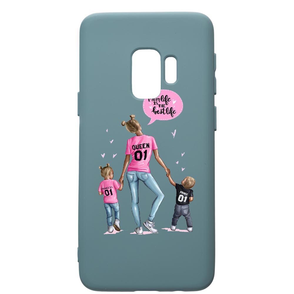 Husa Premium Silicon Compatibila Cu Samsung Galaxy S9, Mom Life, cu interiorul din material textil, protectie camera, Cornflower, PCF557