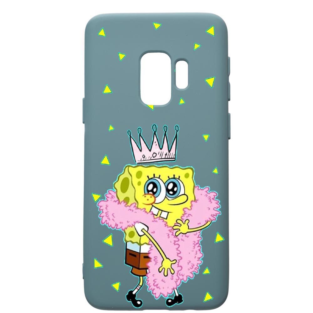Husa Premium Silicon Compatibila Cu Samsung Galaxy S9, Spongebob, cu interiorul din material textil, protectie camera, Cornflower, PCF597