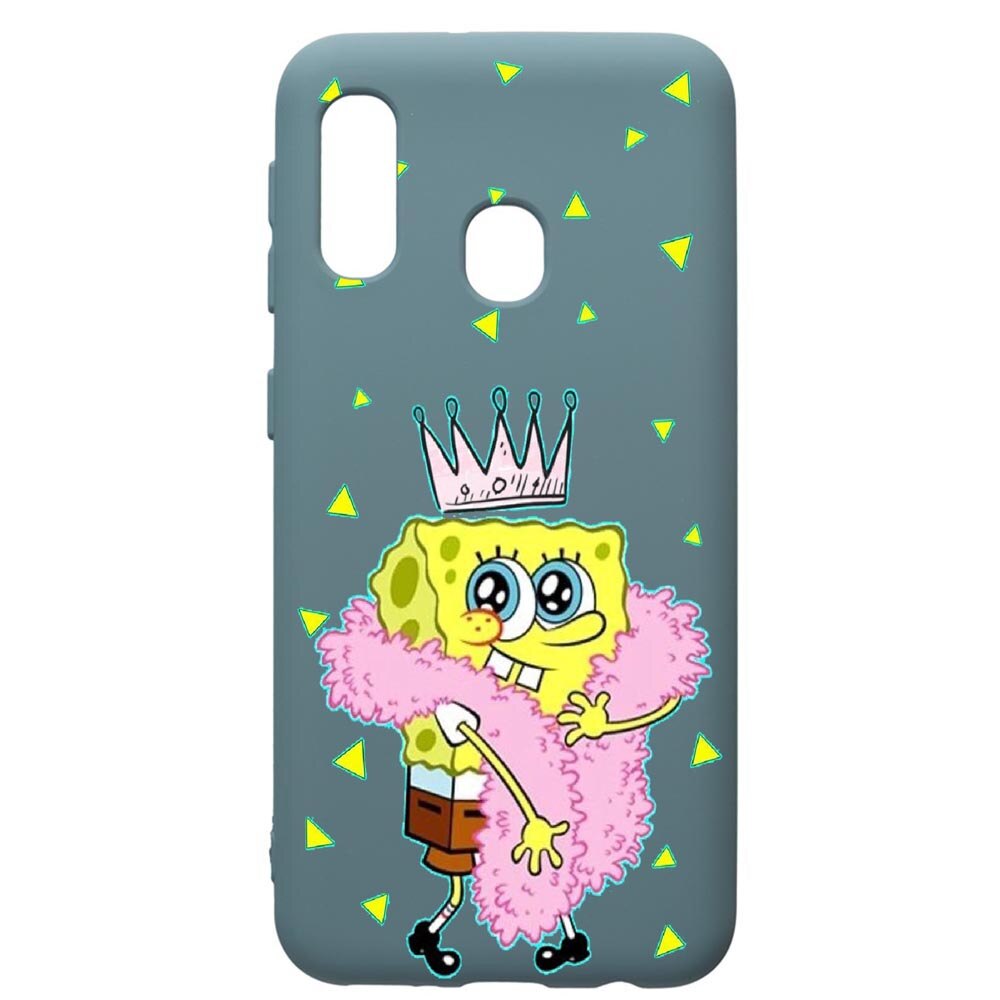 Husa Premium Silicon Compatibila Cu Samsung Galaxy A20E, Spongebob, cu interiorul din material textil, protectie camera, Cornflower, PCF597