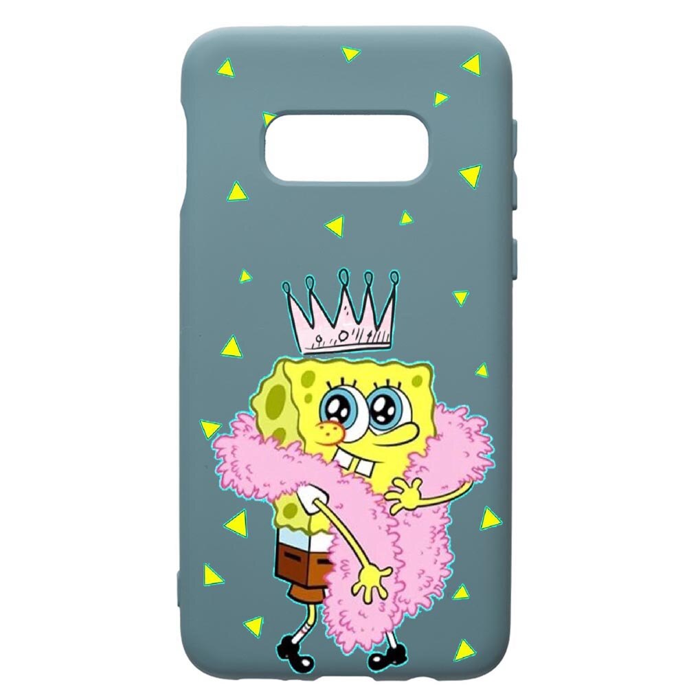 Husa Premium Silicon Compatibila Cu Samsung Galaxy S10, Spongebob, cu interiorul din material textil, protectie camera, Cornflower, PCF597