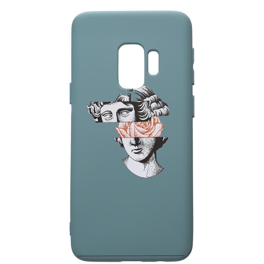 Husa Premium Silicon Compatibila Cu Samsung Galaxy S9, Statue Rose, cu interiorul din material textil, protectie camera, Cornflower, PCF604