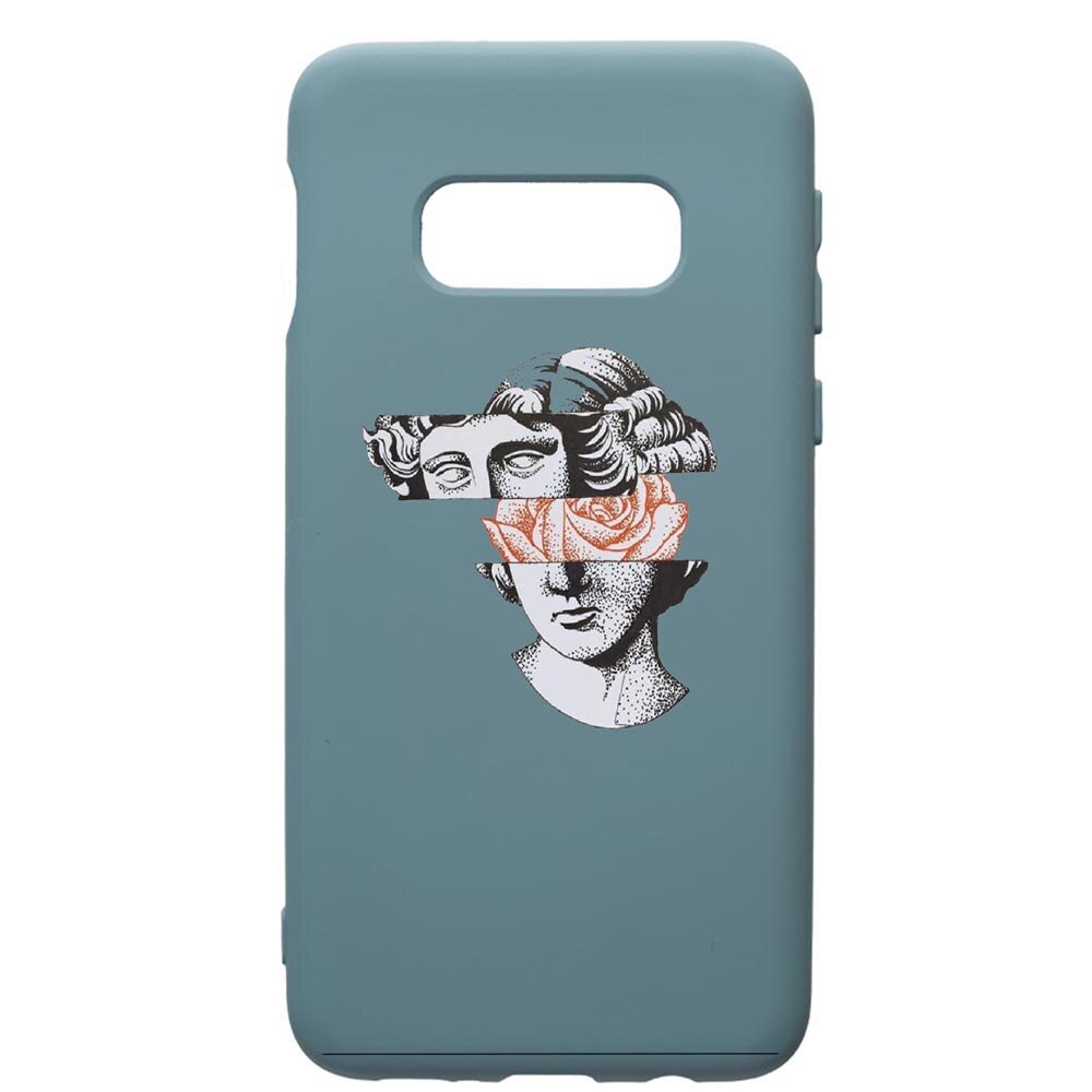 Husa Premium Silicon Compatibila Cu Samsung Galaxy S10, Statue Rose, cu interiorul din material textil, protectie camera, Cornflower, PCF604