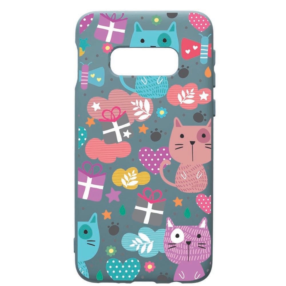 Husa Premium Silicon Compatibila Cu Samsung Galaxy S10, Lovely Cat, cu interiorul din material textil, protectie camera, Cornflower, PCF41