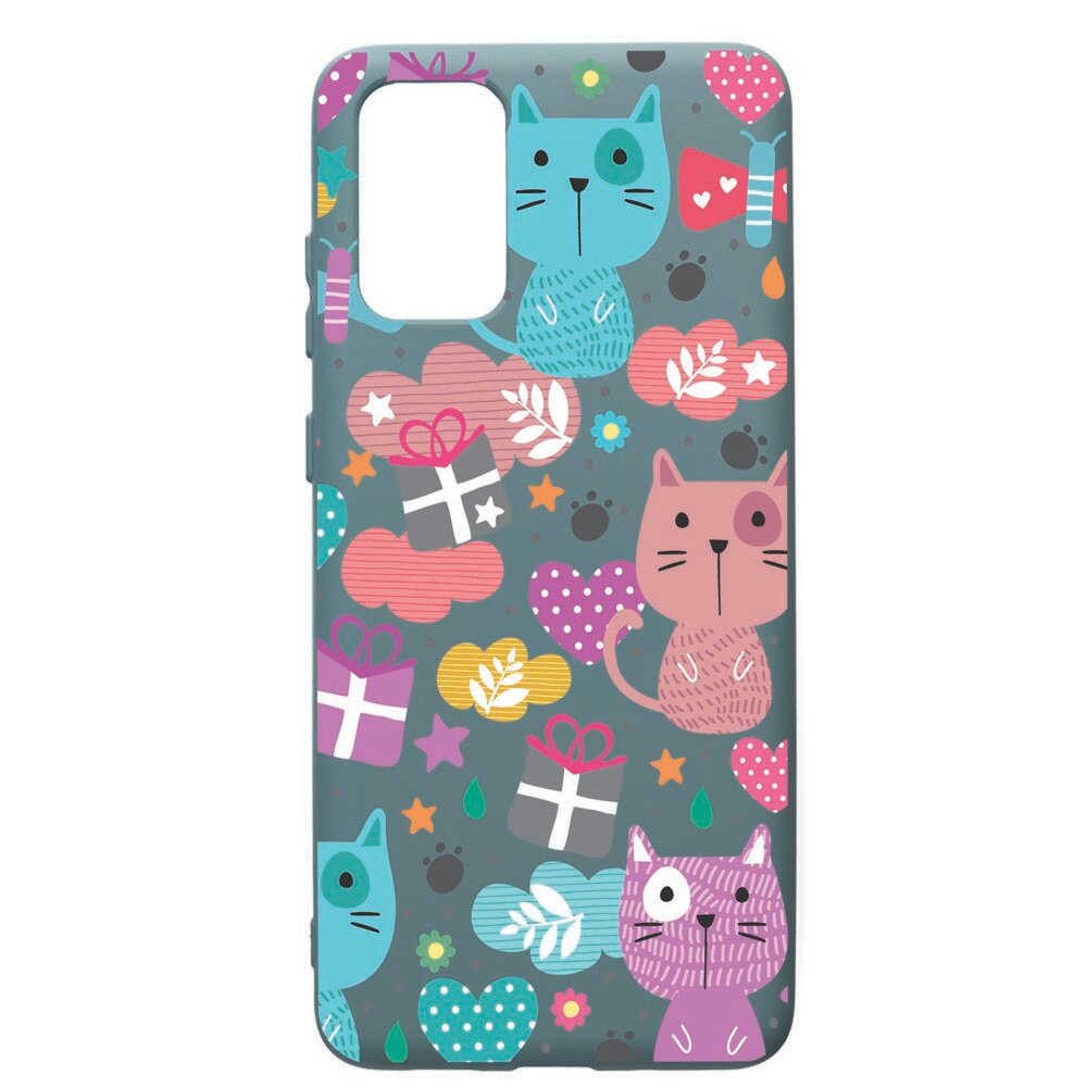 Husa Premium Silicon Compatibila Cu Samsung Galaxy S20 Plus, Lovely Cat, cu interiorul din material textil, protectie camera, Cornflower, PCF41