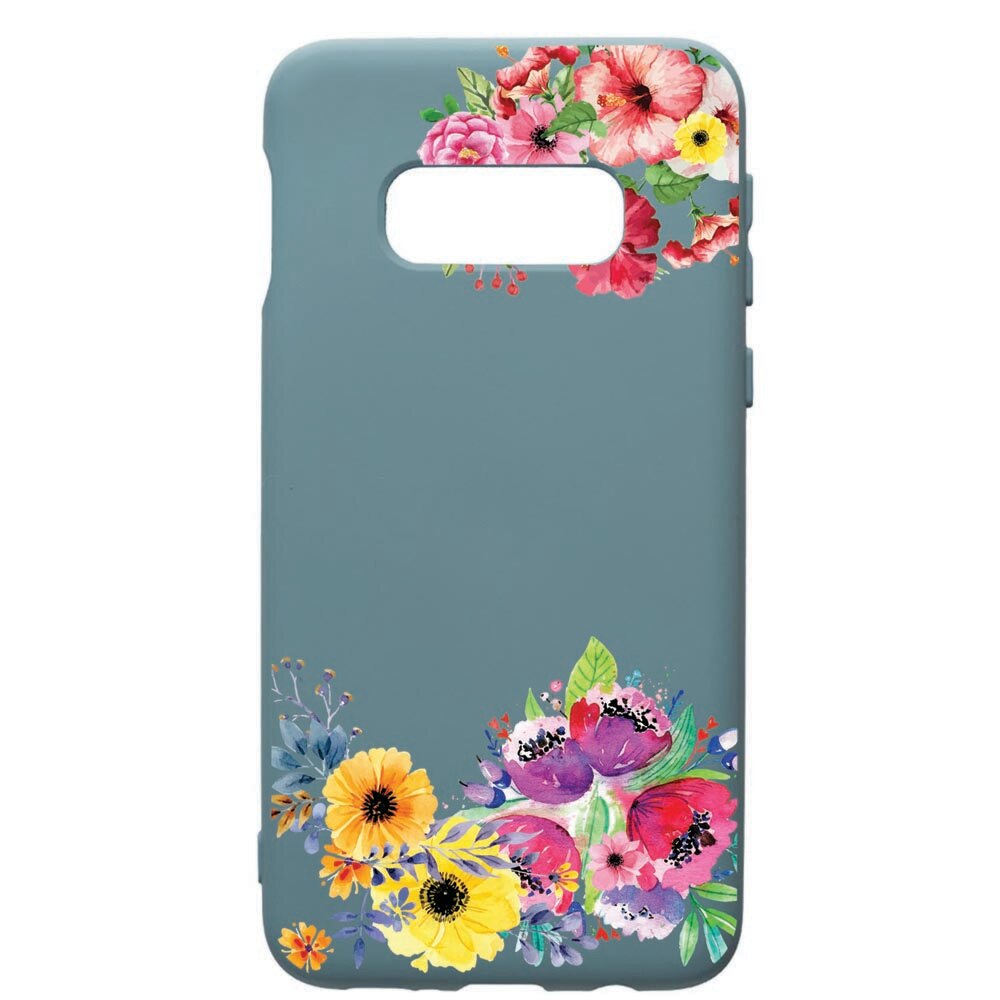 Husa Premium Silicon Compatibila Cu Samsung Galaxy S10, Flower, cu interiorul din material textil, protectie camera, Cornflower, PCF56