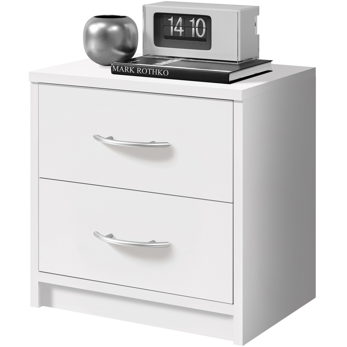 Noptiera Kring Grimstad, 38.5x39x28.2 cm, culoare alb, 2 sertare