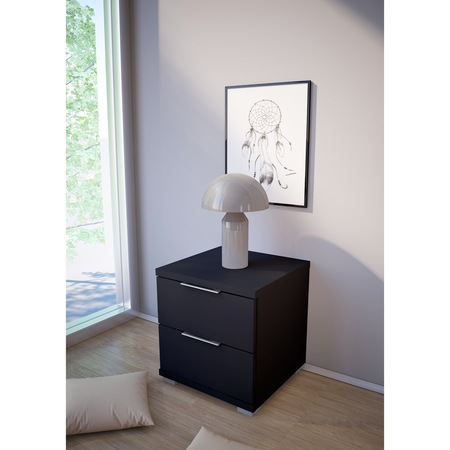 Noptiera Kring Colline, 46x43x42 cm, culoare negru, 2 sertare